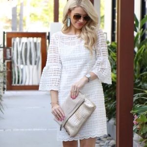 Trina Turk Bell Sleeves Loomis White Dress